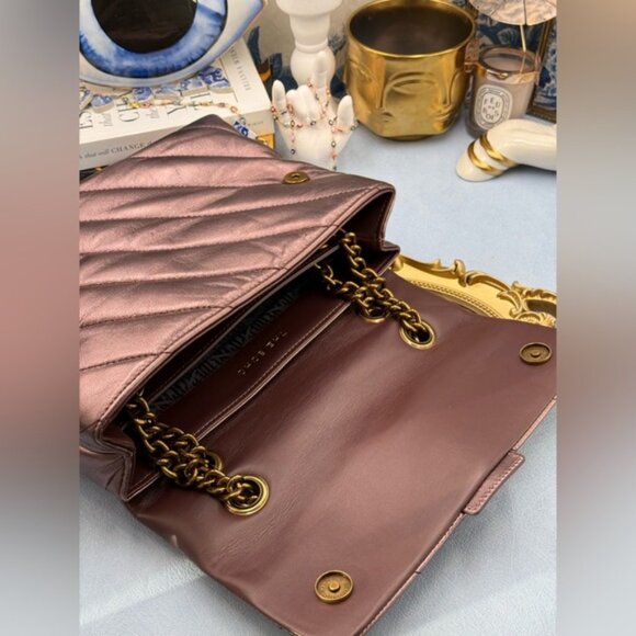 🆕 KURT GEIGER LONDON 🧿 NWOT Large Quilted Leather Soho Shoulder Bag, Metallic - Picture 13 of 15
